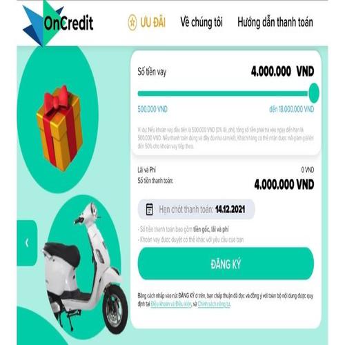 App vay tiền nhanh online uy tín OnCredit 