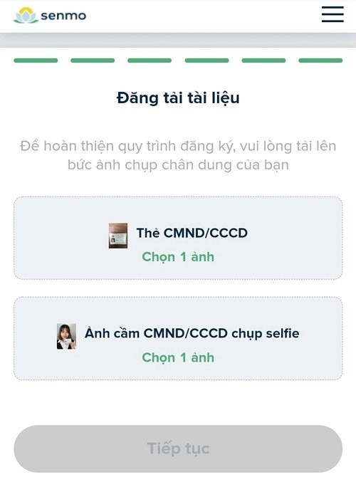 Xác thực thông tin vay vốn bằng cách tải lên CMND/CCCD