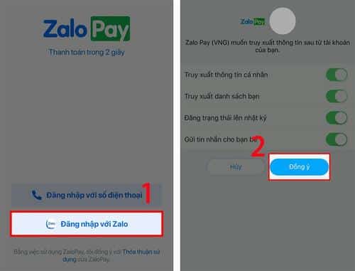 Bước 2: Đăng nhập vào Zalo pay để vay tiền